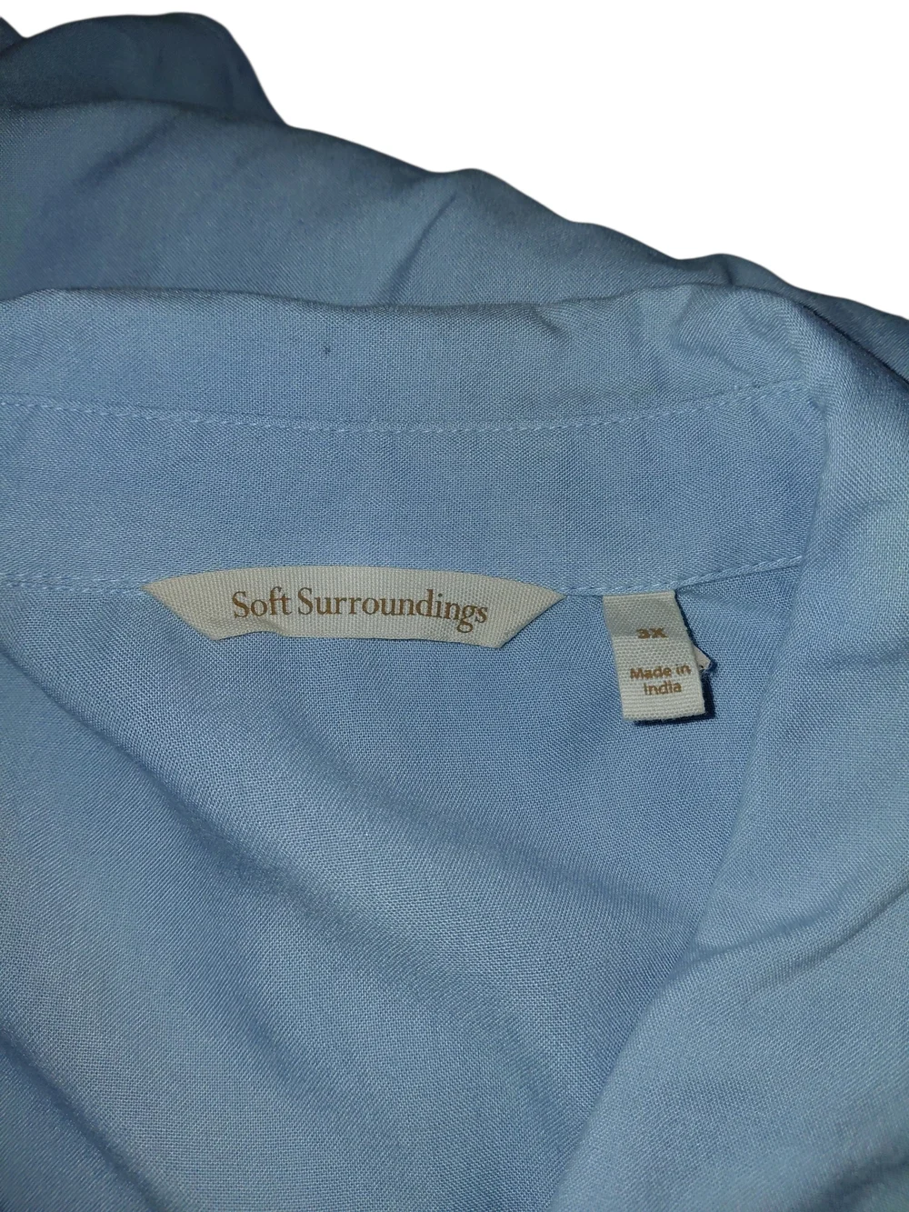 Soft Surroundings Light Blue Embroidered Button-Down Tunic Size 3X GUC - Picture 9 of 9